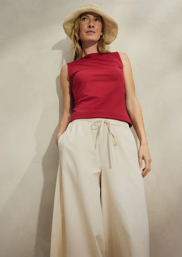 Di tendenza - Pantaloni culotte in puro cotone biologico - Sabbia