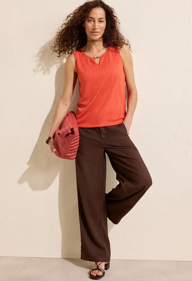 Donna - Pantaloni estivi cropped - Marrone scuro