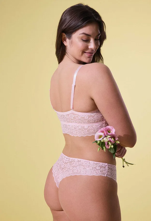 Donna - Brasiliana in pizzo morbido - Rosa chiaro