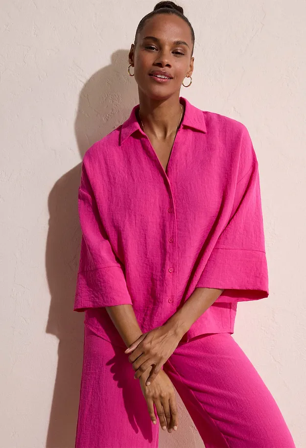 Donna - Camicetta oversize in misto viscosa - Ciclamino