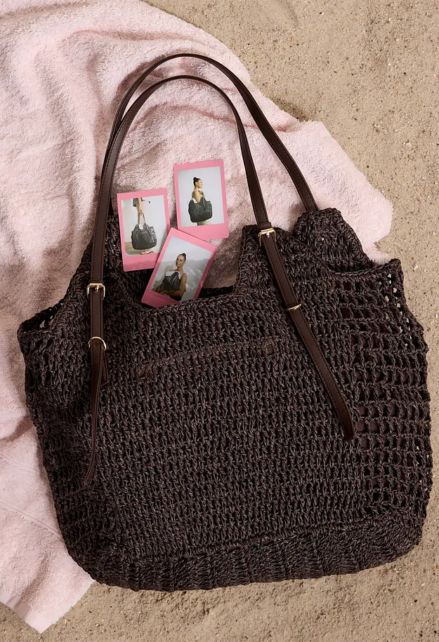 Donna - Borsa shopper con fibbie decorative - Marrone scuro