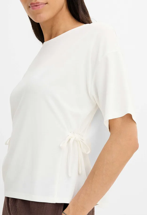 Donna - T-shirt in misto viscosa morbido - Bianco panna