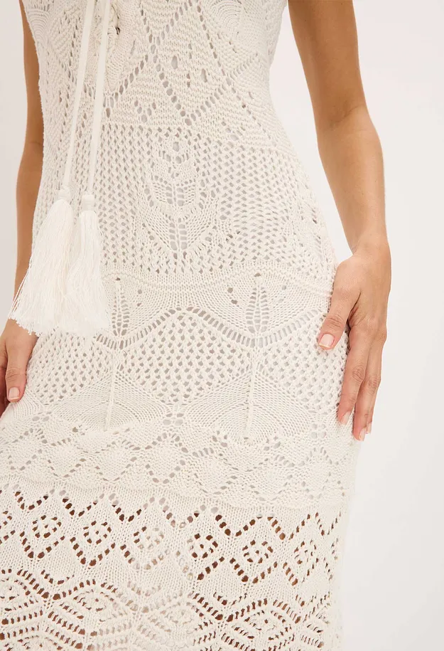 Donna - Abito in maglia di misto cotone - Bianco perla