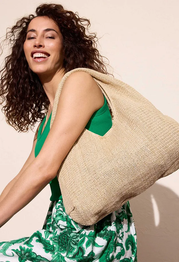 Donna - Borsa shopper effetto paglia - Colore naturale