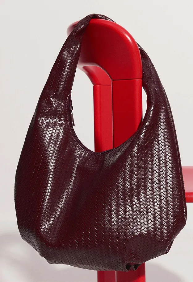 Donna - Borsa a mano con effetto intrecciato - Rosso scuro