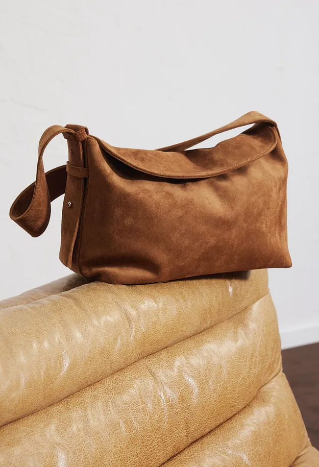 Donna - Borsa a mano in similpelle scamosciata - Marrone caramello