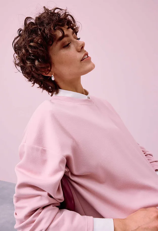 Donna - Felpa oversize in misto viscosa - Rosa fum&eacute;
