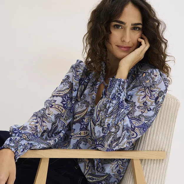 Di tendenza - Camicetta di chiffon - Azzurro paisley