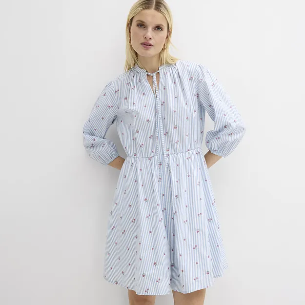 Di tendenza - Miniabito in puro cotone - Azzurro / bianco a righe