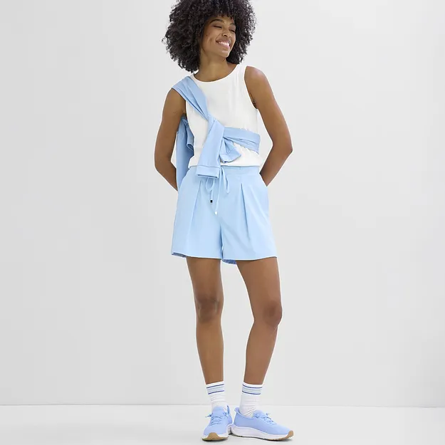 Di tendenza - Pantaloni corti sportivi ultraleggeri con pieghe, ad asciugatura rapida - Azzurro