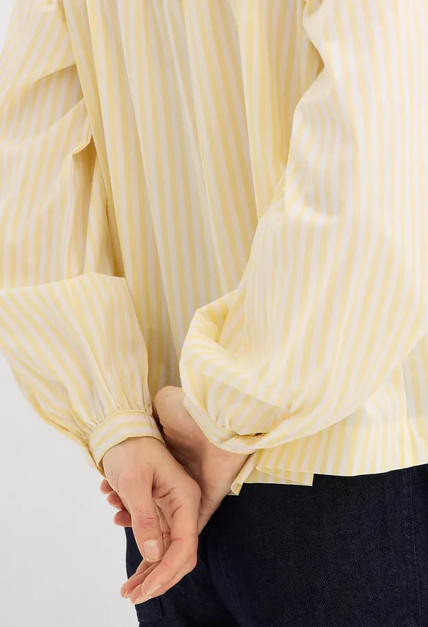 Di tendenza - Blusa in popeline consistente - giallo chiaro/bianco a righe