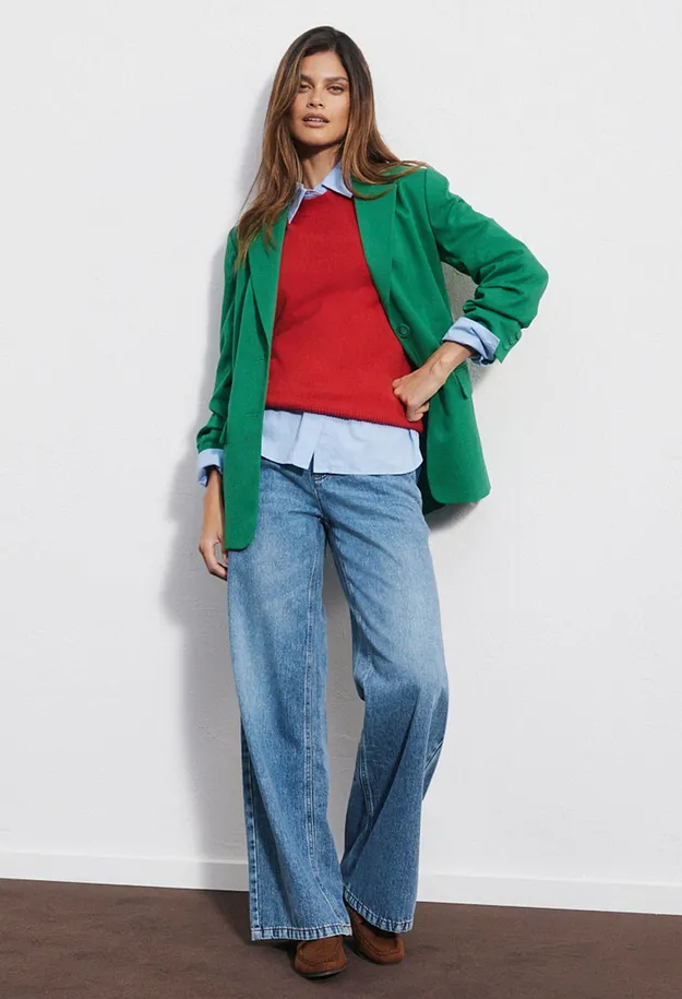 Donna - Blazer in misto viscosa - Verde intenso