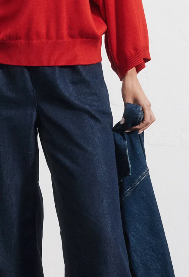 Donna - Maglione oversize in filato fine - Rosso pomodoro
