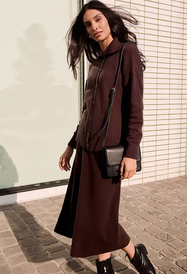 Donna - Cardigan in misto viscosa - Marrone scuro