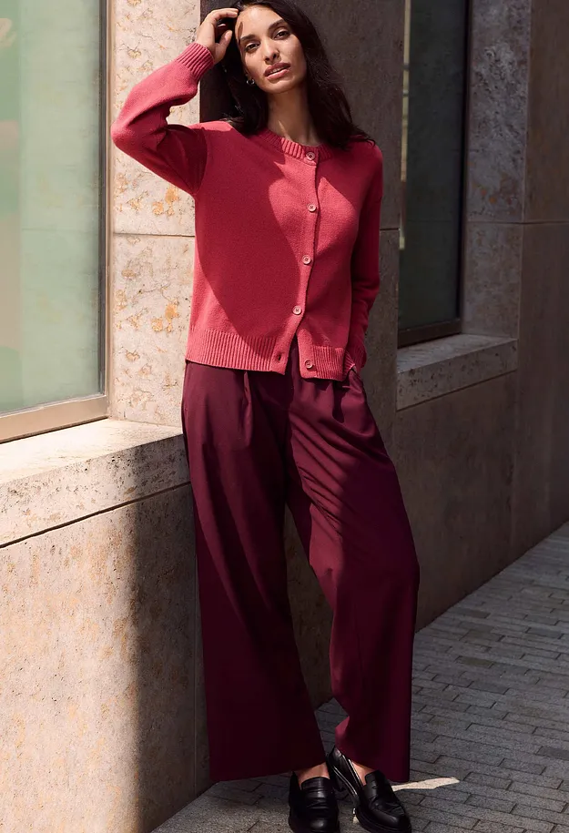 Donna - Cardigan - Ciliegia fum&eacute;