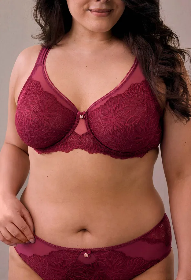 Donna - Reggiseno minimizer con spalline imbottite - Rosso magenta