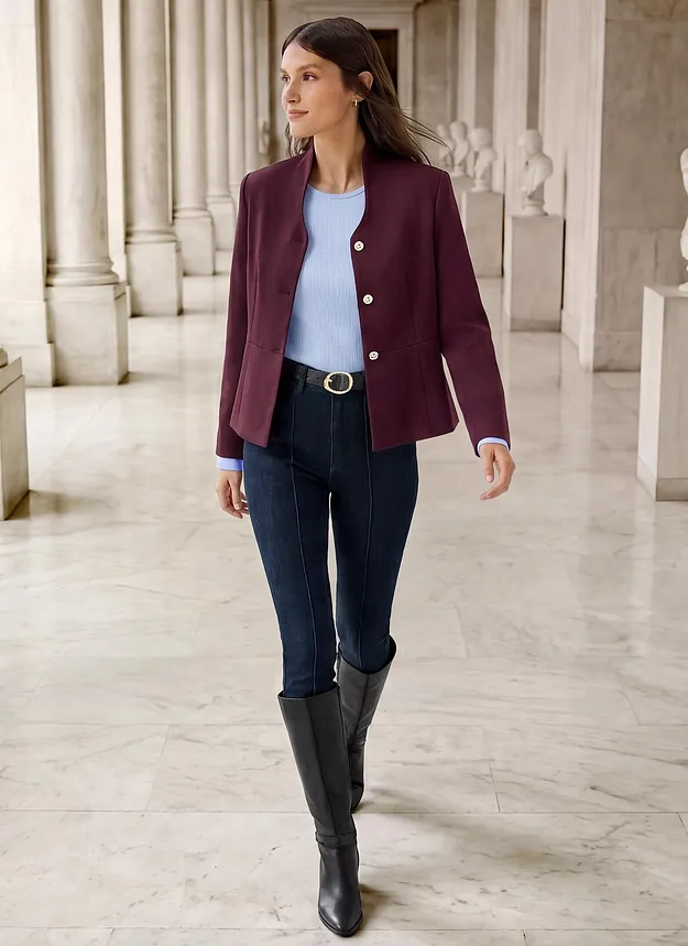 Donna - Blazer con colletto a calice - Bordeaux