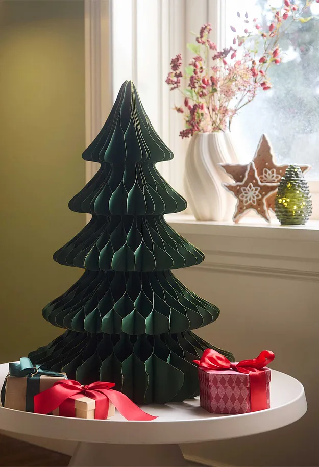 Casa - Decorazione di carta a forma di albero di Natale - Verde scuro