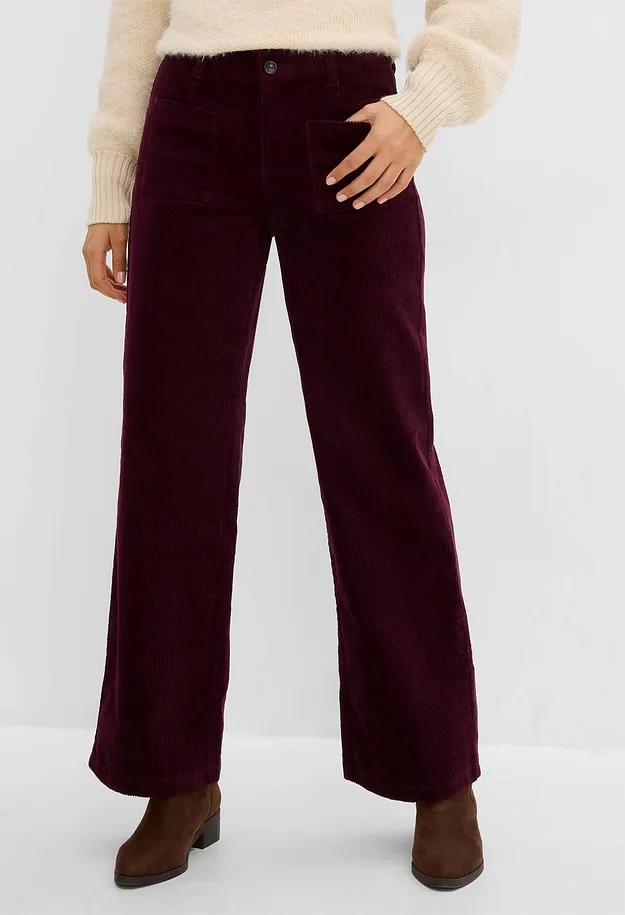 Di tendenza - Pantaloni in velluto a coste di cotone elasticizzato - Bordeaux