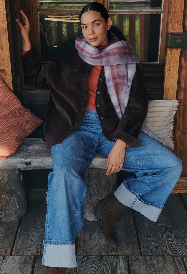 Di tendenza - Giacca-camicia oversize in velluto a coste di misto cotone - Marrone scuro