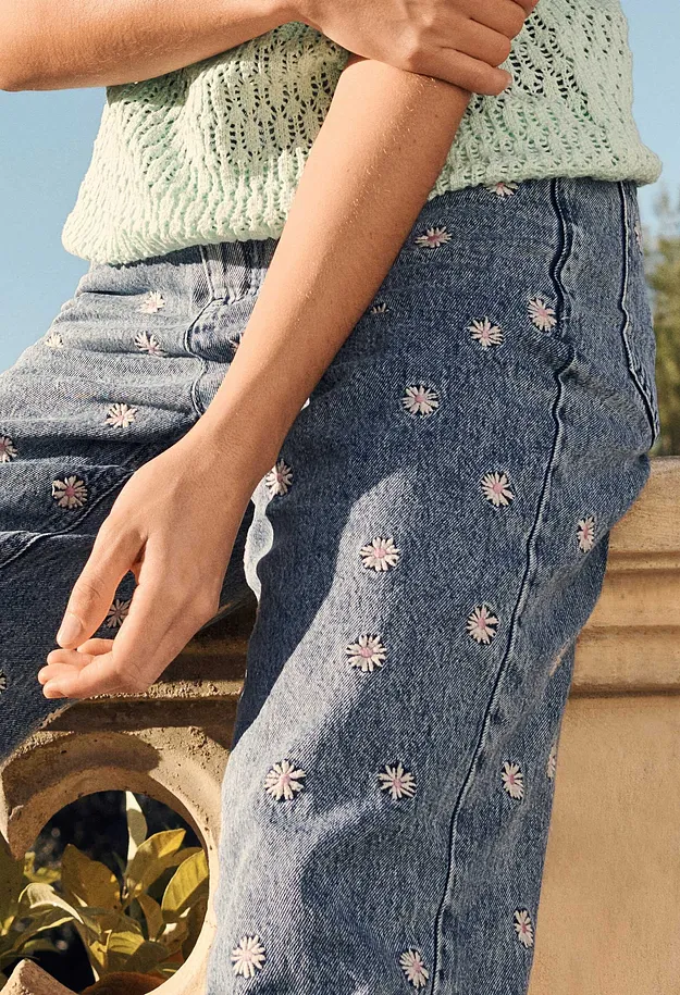 Donna - Jeans straight, vita alta - Azzurro denim used