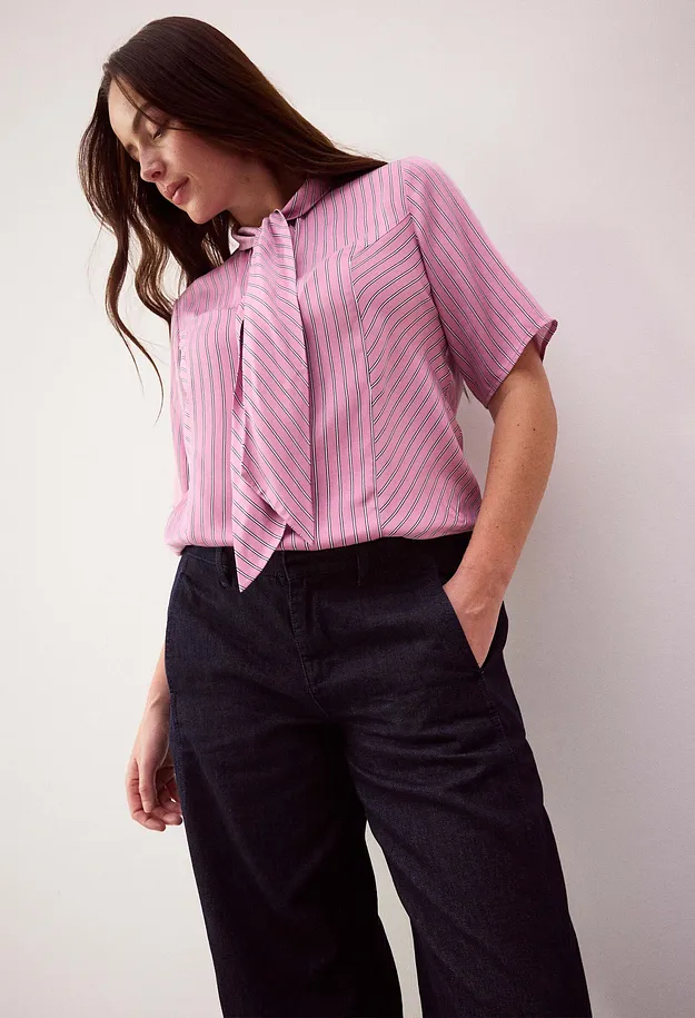 Di tendenza - Jeans barrel, vita media - Blu scuro denim non lavato