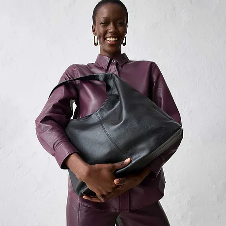 Borsa shopper in pelle nera.