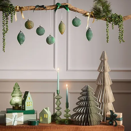 Casa - Soprammobile albero di carta (set 2 pezzi) - Verde / colore naturale
