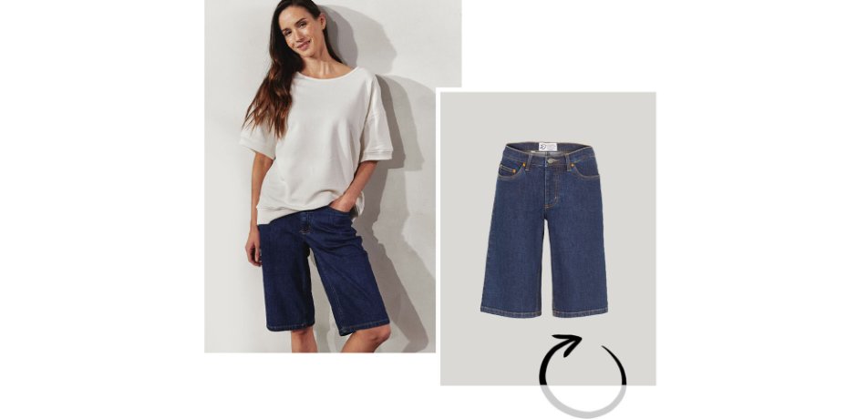 Ispirazione - Bermuda in jeans elasticizzati Circular - Blu scuro denim used