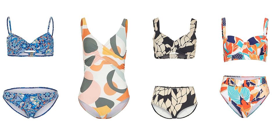 Donna - Bikini con ferretto (set 2 pezzi) in poliammide riciclata - Blu fantasia grafica