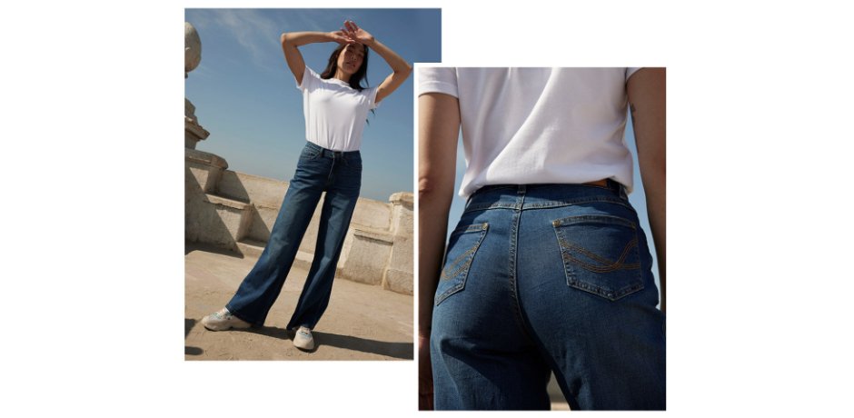 Donna - Jeans con Positive Denim #1 Fabric - Blu medio denim used