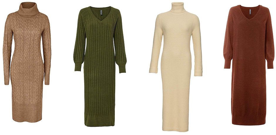 Donna - Abito midi in maglia operata - Kaki