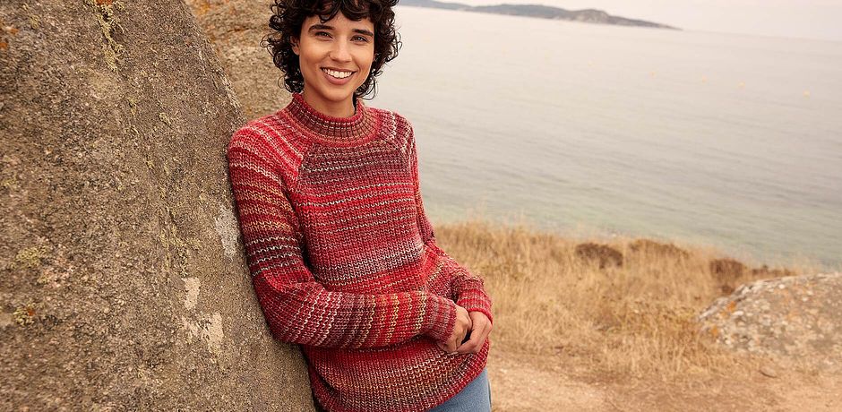 Ispirazione - Maglione con effetto melange - Rosso scuro melange