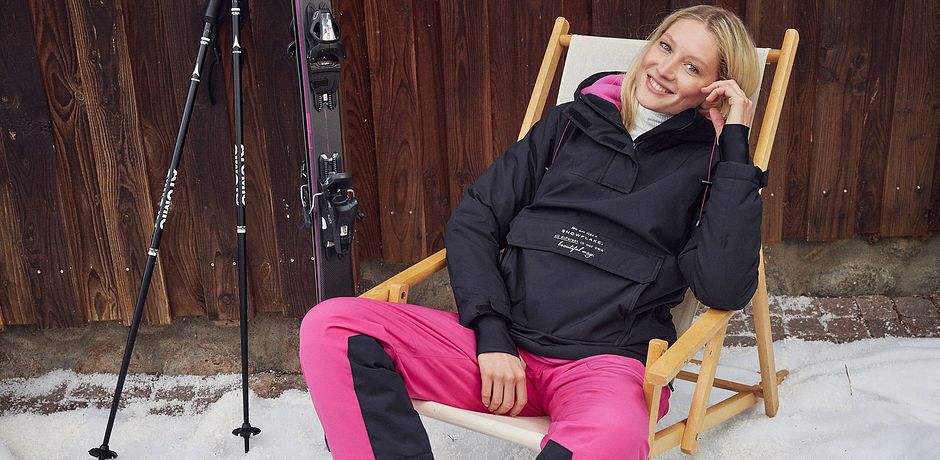 Donna - Giacca tecnica da sci da infilare con fodera in pile, oversize - Nero