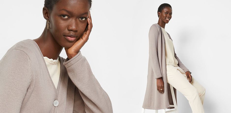 Ispirazione - Maxi cardigan in misto seta - Pietra naturale