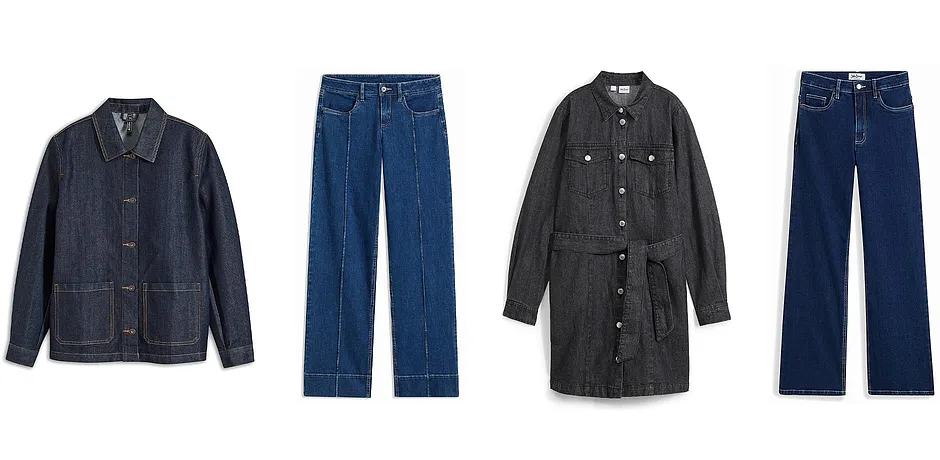 Donna - Giacca di jeans oversize - Blu scuro denim