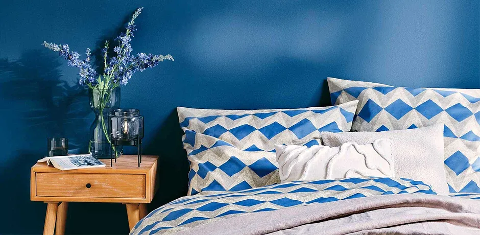 Casa & Giardino - Biancheria da letto con motivo grafico - Blu / beige