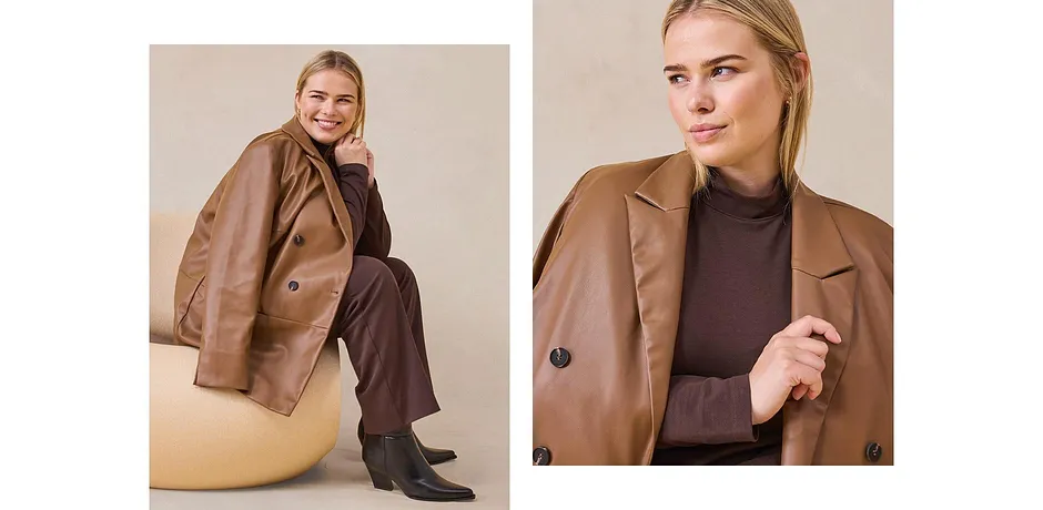 Di tendenza - Blazer oversize in similpelle - Marrone pimento