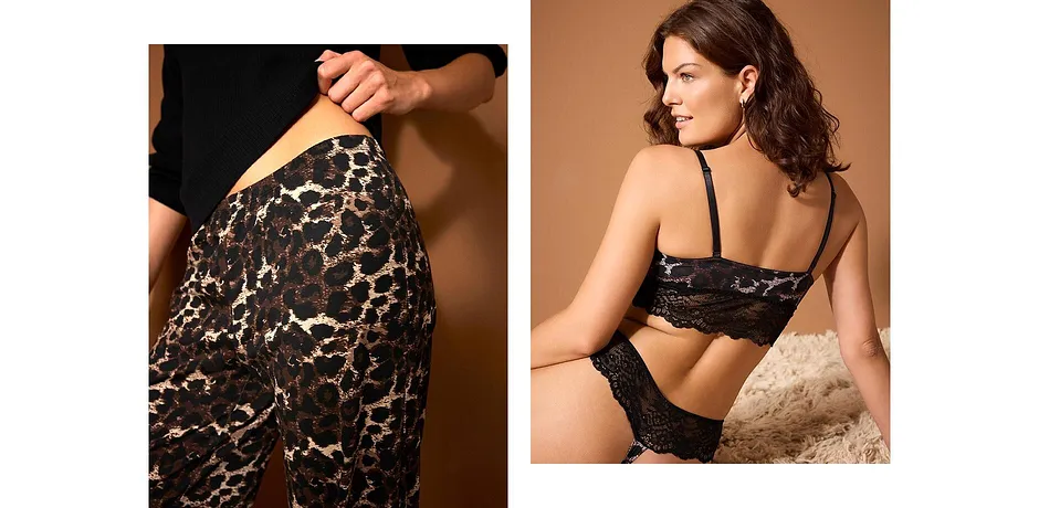 Donna - Reggiseno bustier a triangolo con pizzo - Leopardato