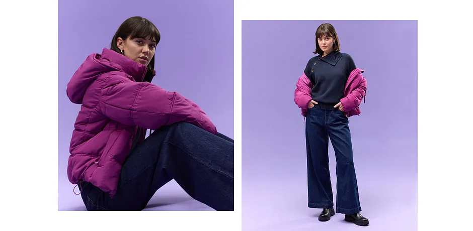 Donna - Giacca trapuntata corta - Fucsia scuro