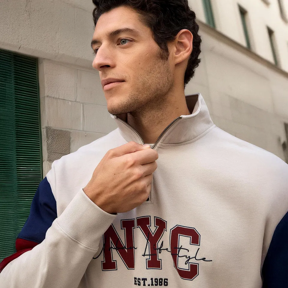 Uomo - Felpa in puro cotone biologico, loose fit - Grigio pietra