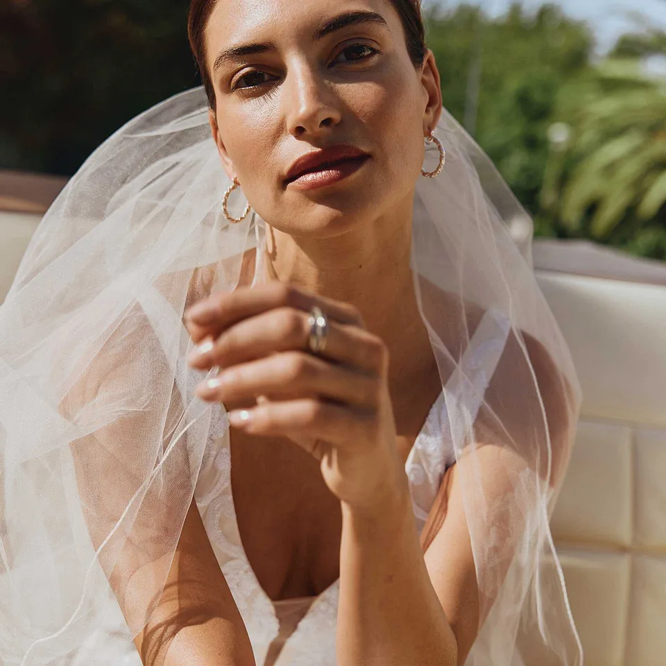 Donna - Velo da sposa trasparente - Bianco 140 cm