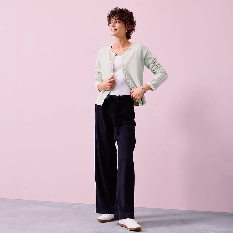 Donna - Cardigan in misto viscosa - Salvia pastello melange