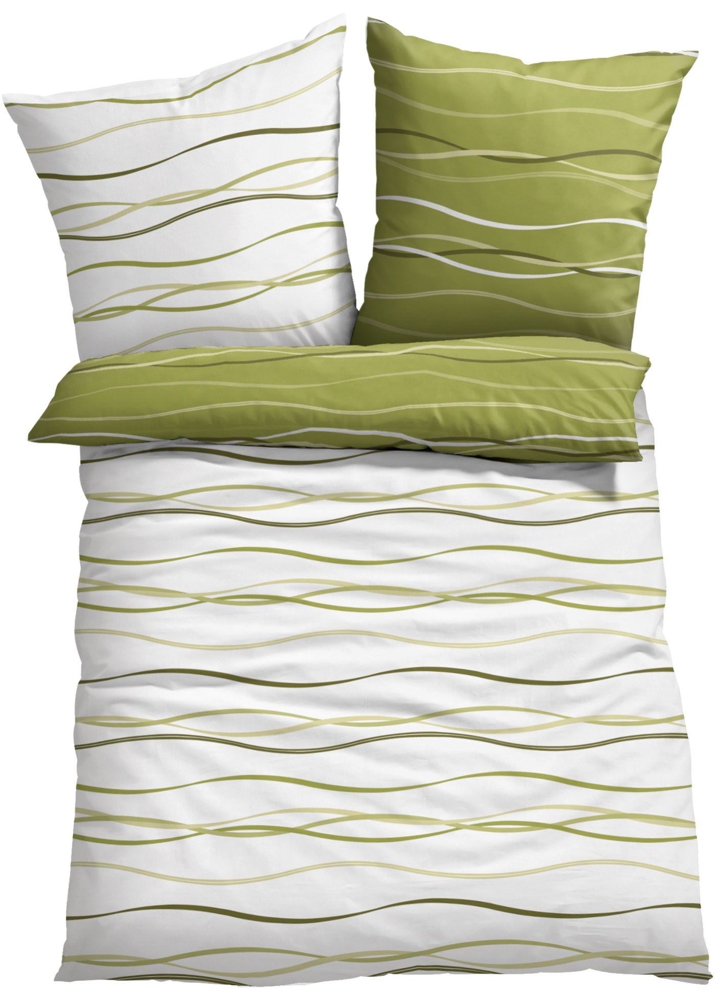 Biancheria da letto double face con onde (Verde) - bpc living bonprix collection