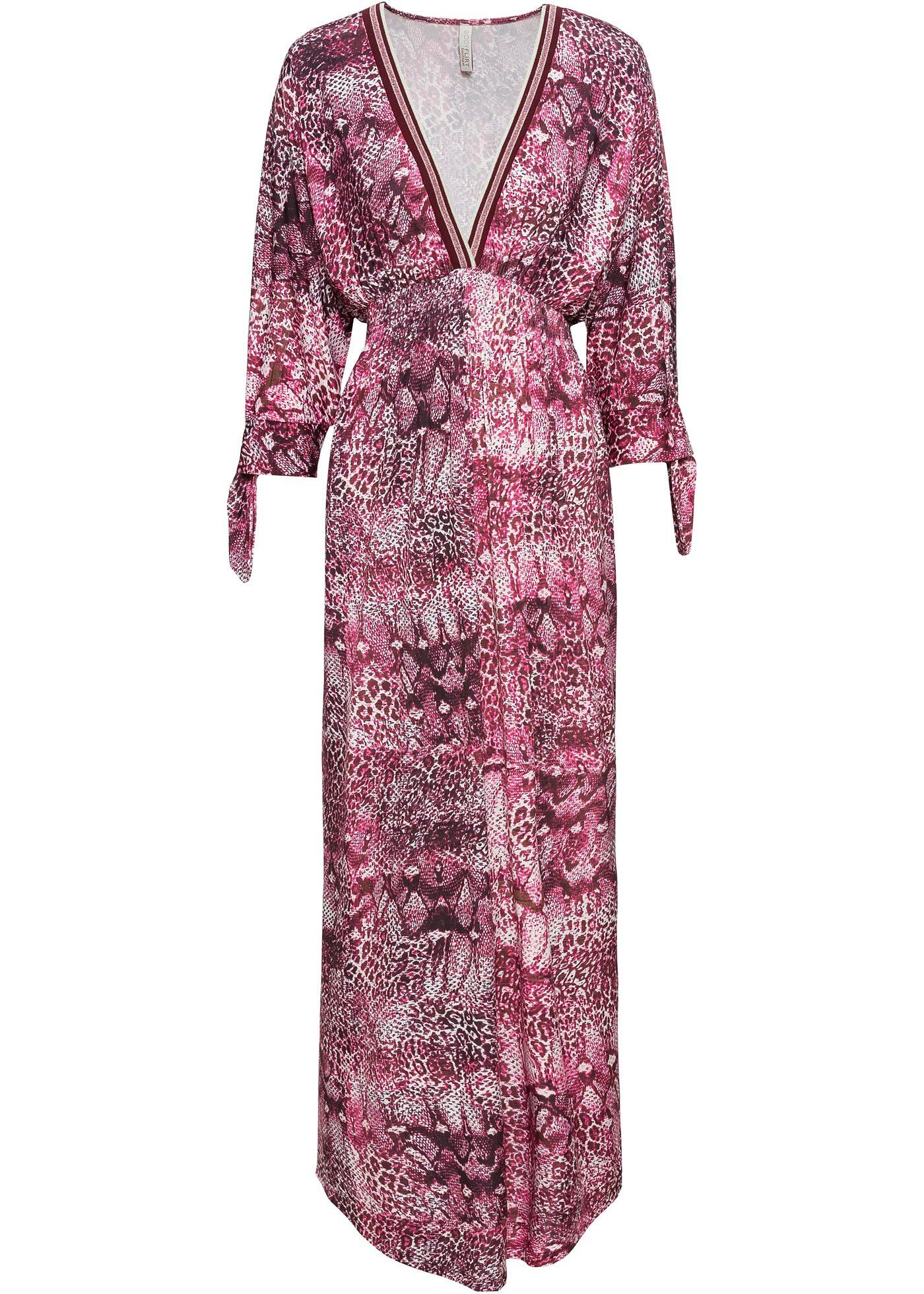 Abito lungo con scollo a V (Fucsia) - BODYFLIRT boutique