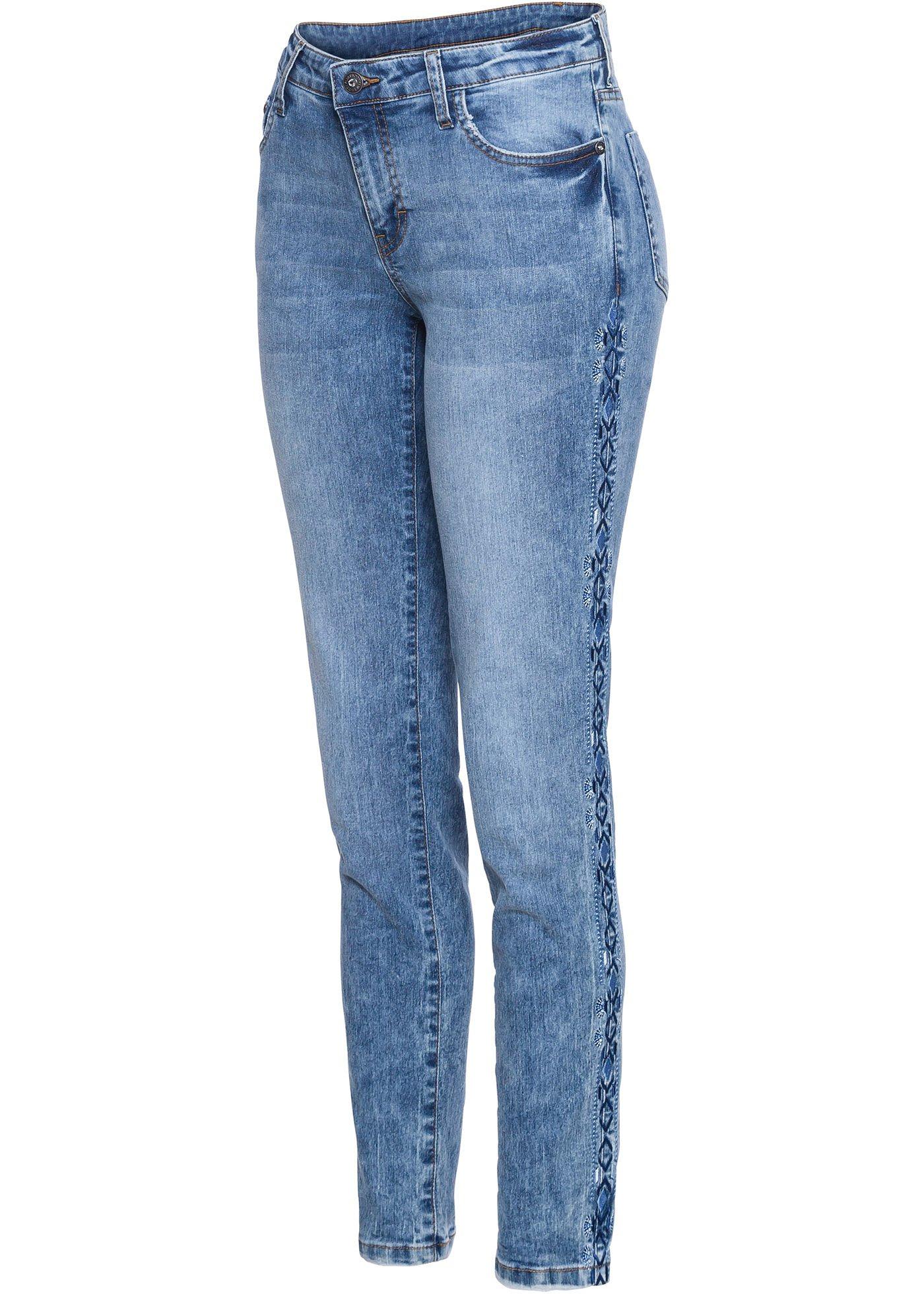 Bodyflirt Damen Jeans Con Ricami In Blu Jeans Moderni Della Bodyflirt Con Bellissime Bande Laterali Lunghezza Interno Gamba Ca 775 Cm