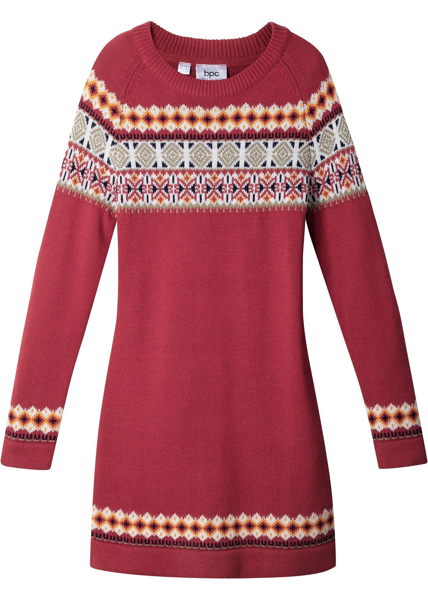 Abito in maglia con motivi norvegesi (Rosso) - bpc bonprix collection