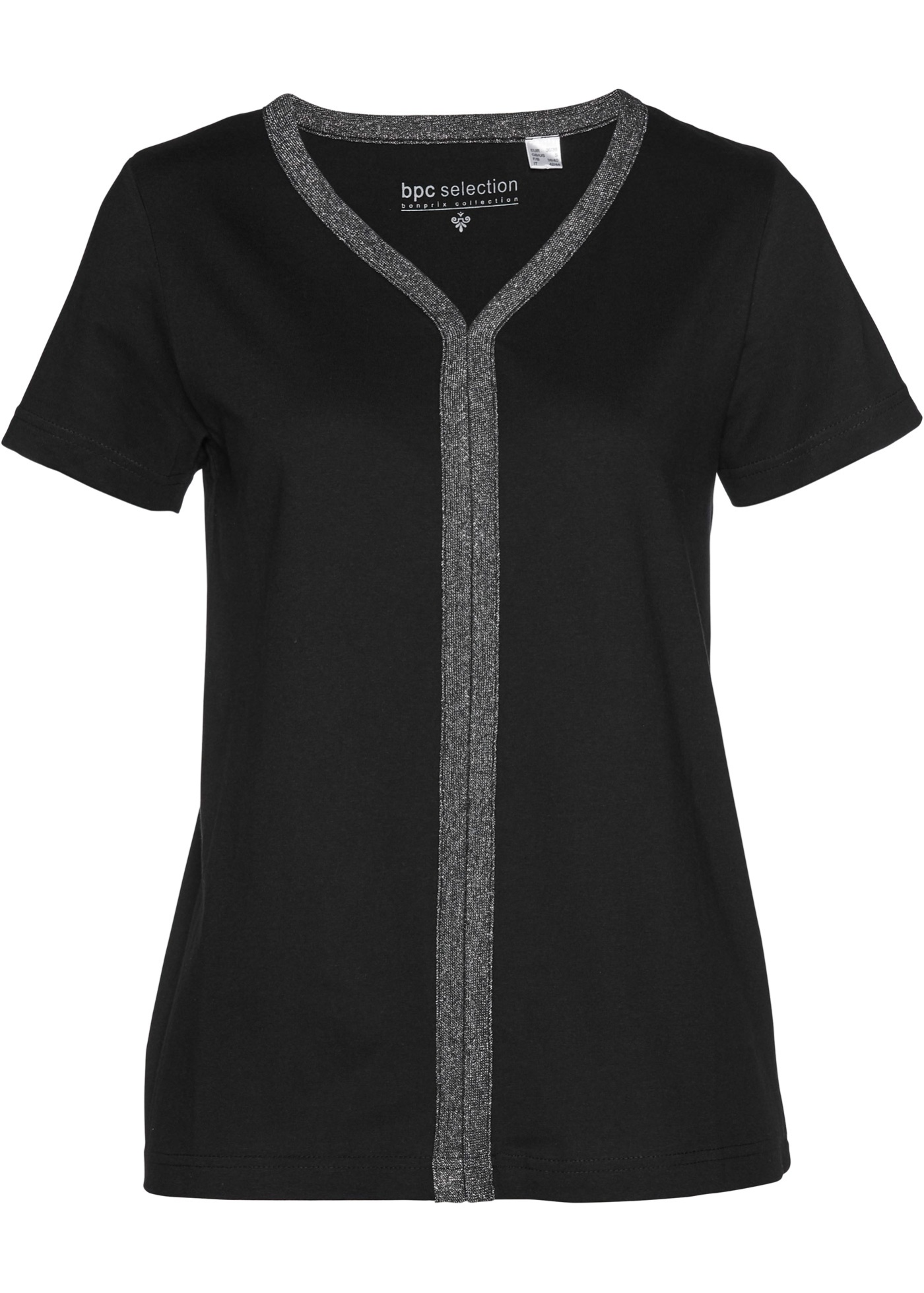 T-shirt con bordi in lurex (Nero) - bpc selection