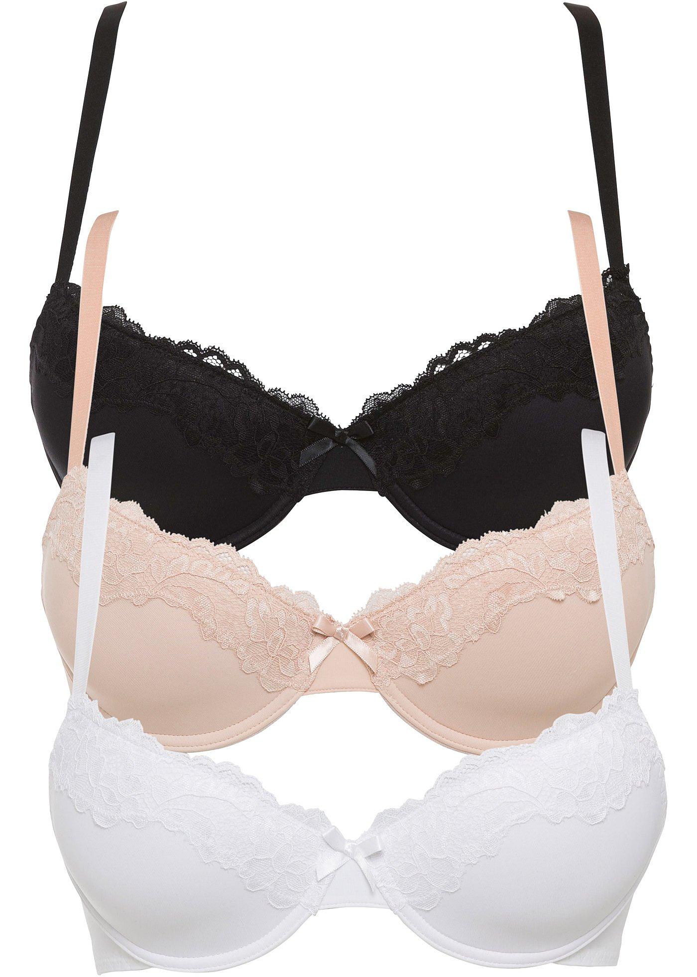 Reggiseno con coppe preformate e ferretto (pacco da 3) (Nero) - BODYFLIRT