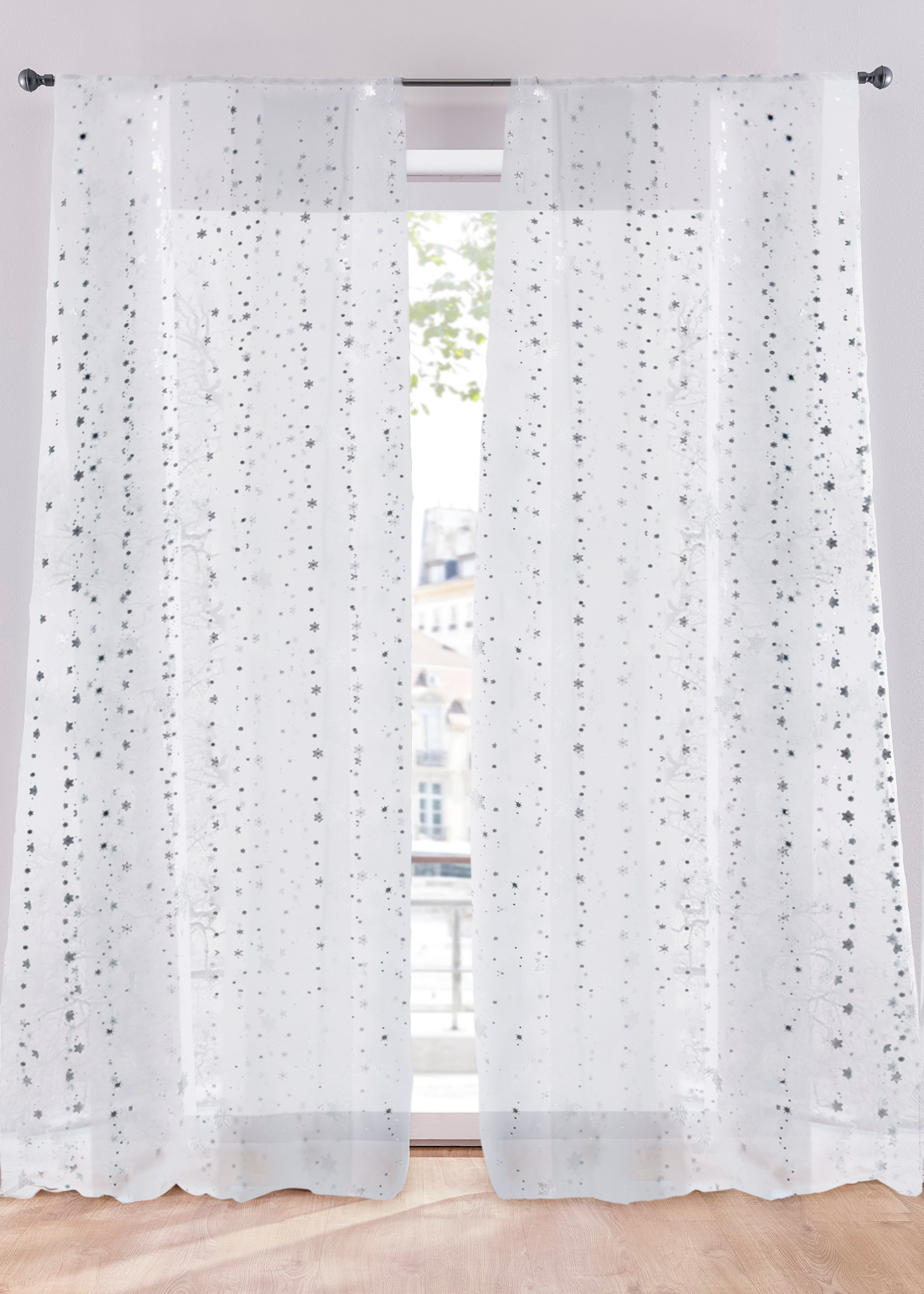 Tenda trasparente in fantasia lucida (pacco da 1) (Bianco) - bpc living bonprix collection